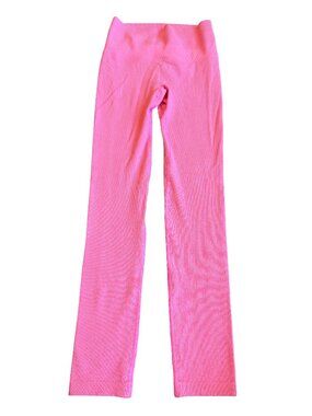 All In Motion Hot Pink Ribbed High Rise Seamless Leggings Flare Small Women's